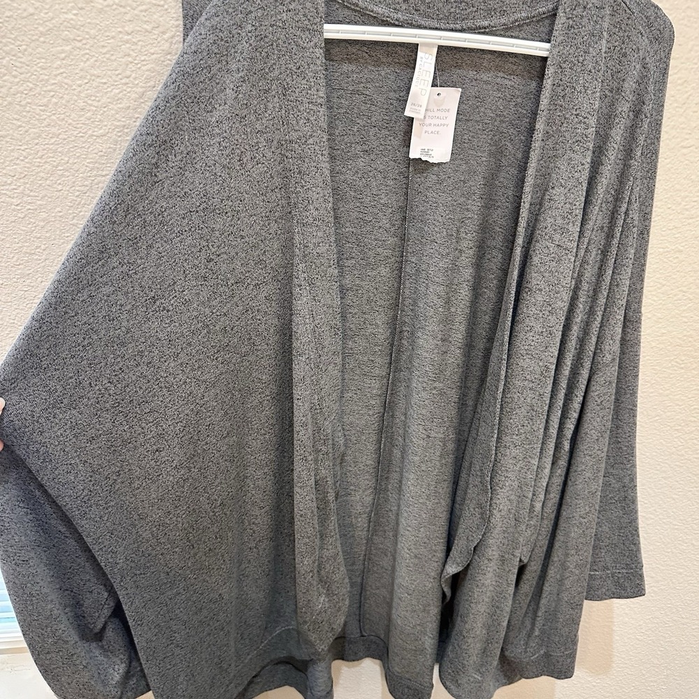 Lane Bryant Cacique SLEEP Gray Cardigan 26/28 Lounge Kimono Comfort Cozy Soft - Picture 3 of 6